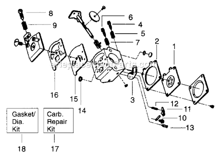 Page A Diagram and Parts List for GTI19  Weed Eater Trimmer
